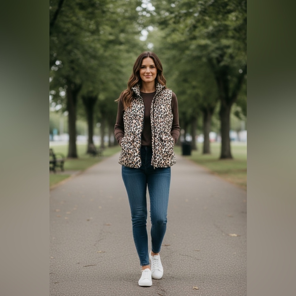 Crown & Ivy Size L Leopard print Vest